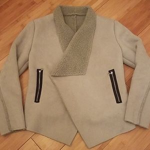 Faux suede Grey Shearling jacket.